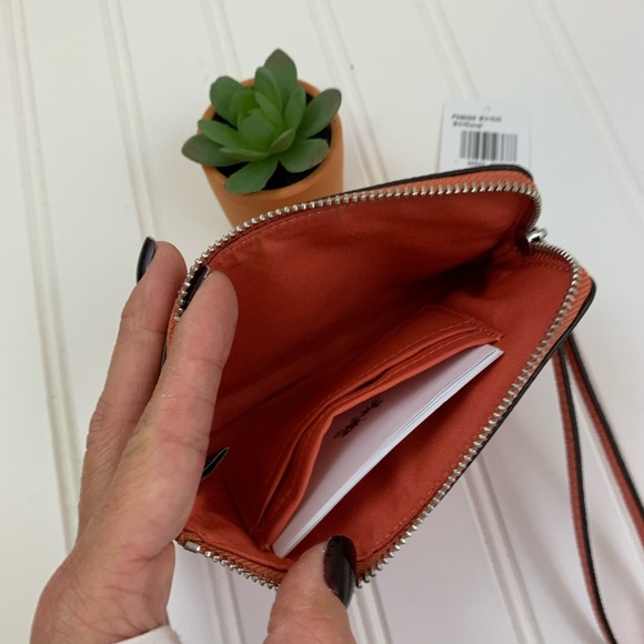 New! Coral leather wristlet from Coach - Picture 4 of 5